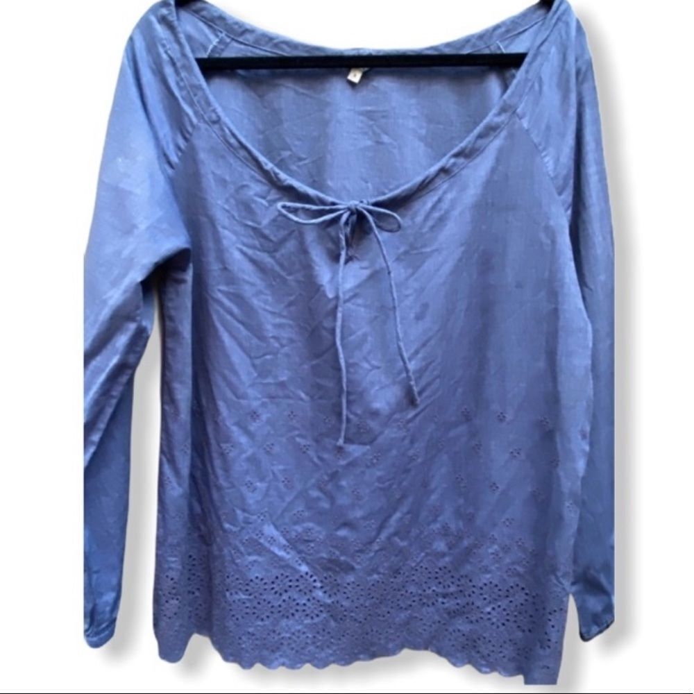 J. Crew Eyelet Blouse Drawstring at Neck